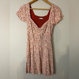 Abercrombie & Fitch Red White Ditsy Floral Sweeheart Neckline Mini Dress